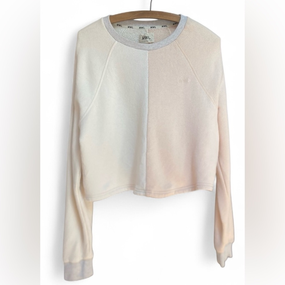 Madewell “Make Weekends” Longer Cropped Sweater Women’s Medium Light Pink Cream